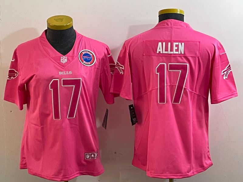 Women Buffalo Bills #17 Allen Pink 2024 Nike Limited NFL Jersey style 1